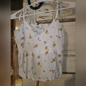 Womens Hollister Flowy Tie Spaghetti Strap Boho Flowy Tank Top Shirt Sz. Small